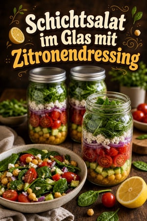 Mason Jar Salate mit Zitronenvinaigrette