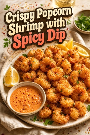 Crispy Golden Popcorn Shrimp with Spicy Dipping Sauce