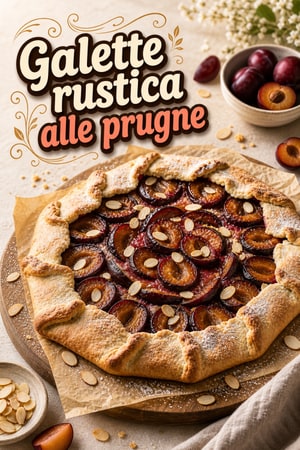 Galette rustica di prugne e mandorle, burrosa e friabile