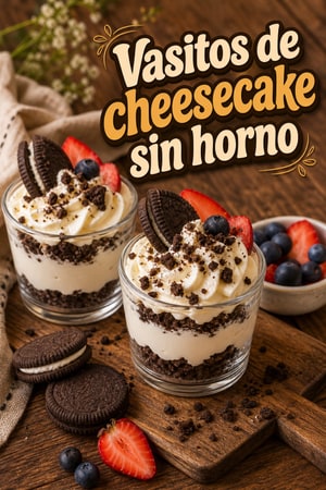 Parfaits de cheesecake sin horno para dos, fáciles