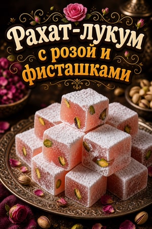 Традиционный турецкий рахат-лукум с розой и фисташками