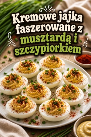 Kremowe jajka faszerowane z musztardą i szczypiorkiem