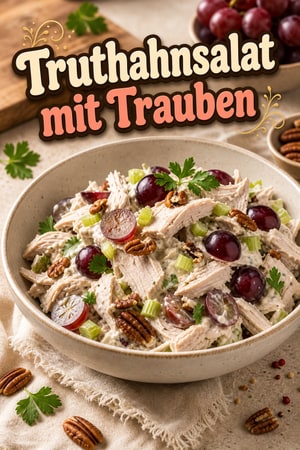 Cremiger Truthahnsalat mit Trauben und Pekannüssen