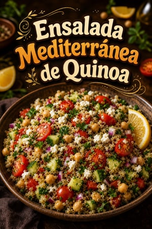 Ensalada Mediterránea de Quinoa con Garbanzos y Queso Feta
