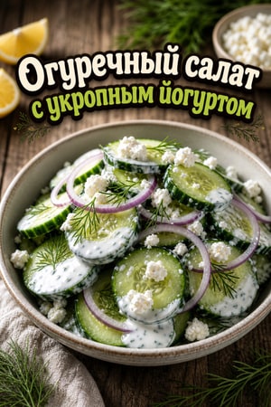 Хрустящий огуречный салат с йогуртово-лимонной заправкой