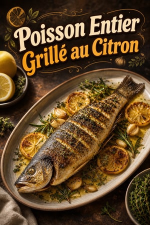 Poisson Entier Grillé à l'Ail et au Citron