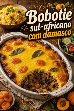 Bobotie sul-africano com damasco e creme de caril rico