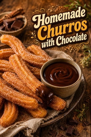 Homemade Churros con Chocolate with Thick Dipping Sauce