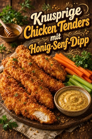 Hausgemachte knusprige Chicken Tenders mit Honig-Senf-Dipp