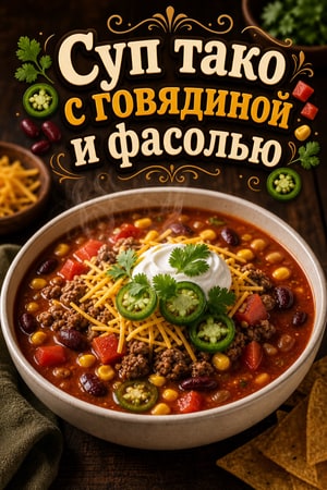 Сытный суп «Тако» в одной кастрюле с говядиной и фасолью