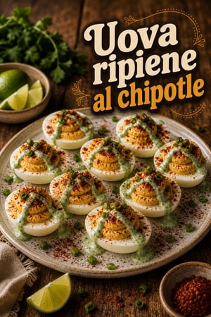Uova ripiene affumicate al chipotle con yogurt e lime
