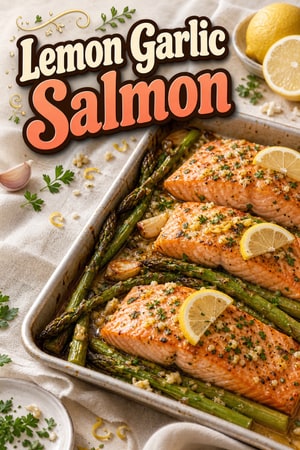 Sheet Pan Lemon Garlic Salmon with Roasted Asparagus