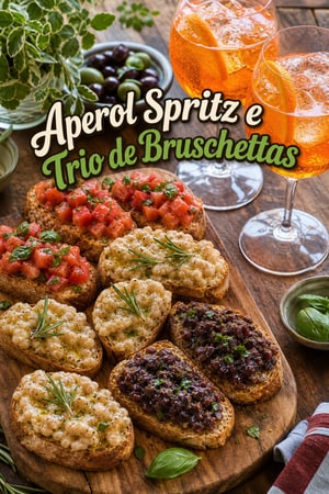 Aperol Spritz & Trio de Bruschettas: Prato Italiano de Aperitivo