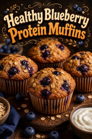 Healthy Blueberry Protein Muffins with Greek Yogurt
