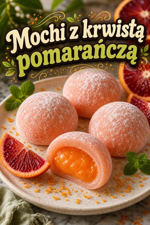 Mochi z krwistą pomarańczą i kremem cytrusowym