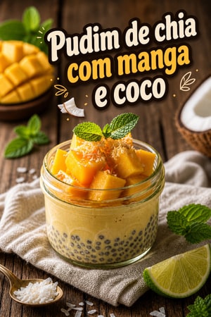 Pudim de Chia de Manga e Coco com Lima — Cremoso