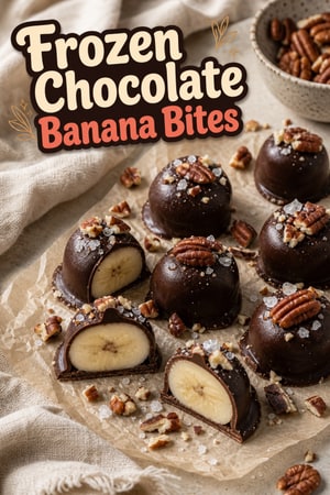 Frozen Chocolate Banana Bites with Sea Salted Crunch