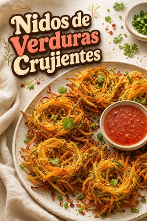 Nidos de Verduras Crujientes con Salsa Sweet Chili