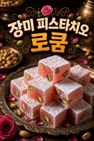 전통 로즈 피스타치오 터키쉬 딜라이트(로쿰) 만들기 - 쫀득한 식감