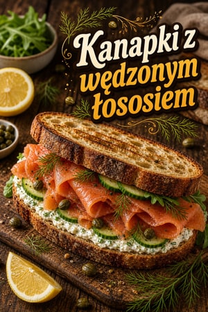 Kanapki z wędzonym łososiem na chlebie na zakwasie