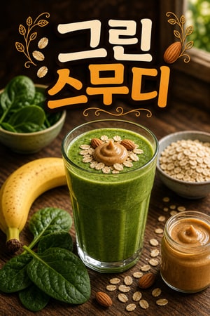 크리미하고 포만감 좋은 오트·아몬드버터 그린 파워 에너지 스무디 — 아침대용 간편하고 쉽게 만드는 레시피
