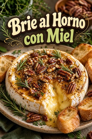 Queso Brie al Horno con Miel, Nueces y Romero Fresco