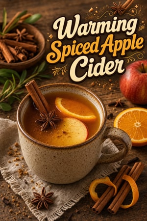 Warming Spiced Apple Cider with Cinnamon & Orange Twist