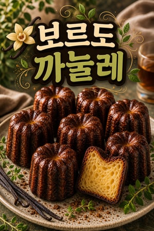 바닐라와 다크 럼의 풍미가 가득한 정통 보르도 까눌레