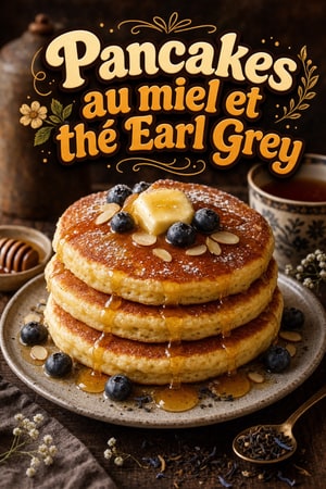 Pancakes moelleux au miel et thé Earl Grey — brunch cosy