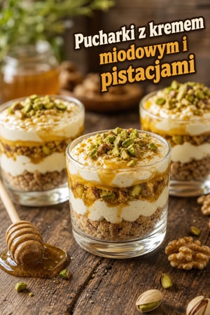 Pucharki z kremem miodowym i pistacjami