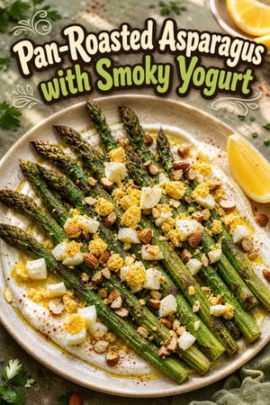 Pan-Roasted Asparagus with Smoky Yogurt Dressing and Almonds