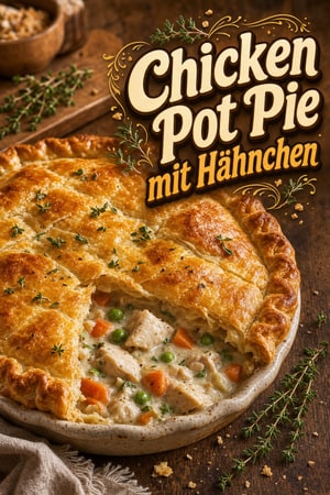 Klassischer hausgemachter Chicken Pot Pie mit mürber Kruste