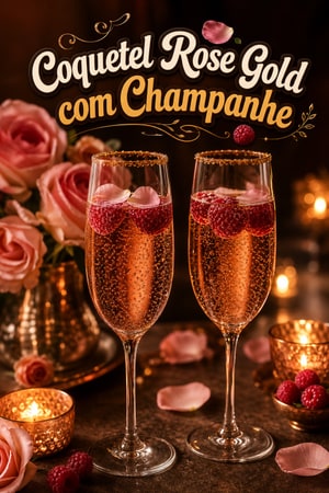 Coquetel Rose Gold para Aniversário com Champanhe