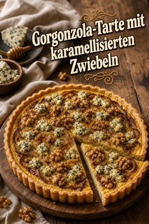 Gorgonzola-Tarte mit karamellisierten Zwiebeln