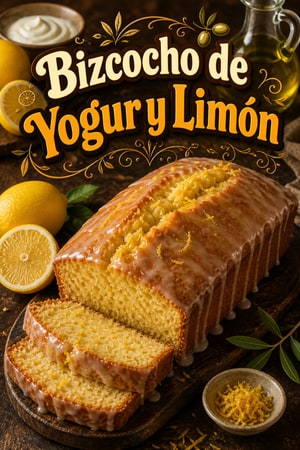 Bizcocho de yogur griego con limón y glaseado de oliva