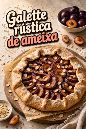 Galette rústica de ameixa e amêndoa com massa amanteigada