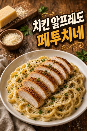 집에서 만드는 간단한 부드럽고 실키한 갈릭 파르메산 크림 클래식 치킨 알프레도 페투치네 레시피