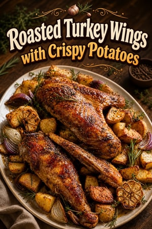 Roasted Turkey Wings with Crispy Potatoes and Herbs