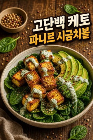 저탄수·고단백 케토 파니르 시금치볼 — 아보카도 허브 요거트로 운동 후 회복