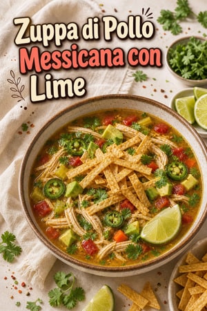 Zuppa di Pollo Messicana con Lime e Cilantro