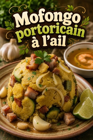 Mofongo portoricain authentique à l'ail et chicharrón