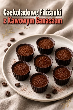 Miniaturowe Filiżanki z Ciemnej Czekolady z Ganaszem Espresso