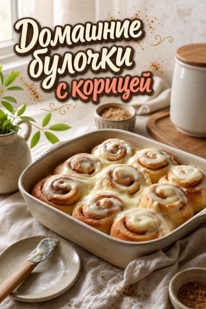 Домашние булочки с корицей и сливочно-сырным кремом