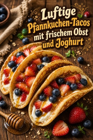 Luftige Pfannkuchen-Tacos mit frischem Obst und Joghurt