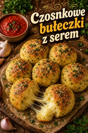 Serowe bombki z mozzarellą i masłem czosnkowym