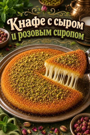 Аутентичная кнафе с сыром и розовым сиропом по-восточному