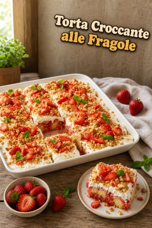 Torta Fragole Croccante con Panna e Frutti di Bosco