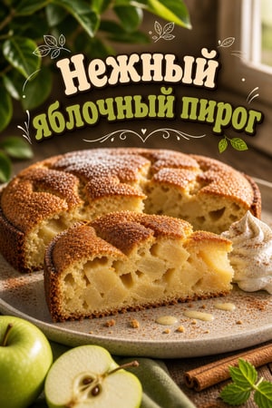 Нежный яблочный пирог-крем «3 стакана» с Granny Smith