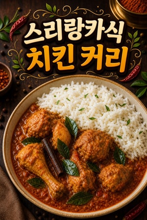 향긋한 바스마티 쌀밥을 곁들인 정통 스리랑카 치킨 커리