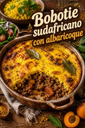 Bobotie sudafricano con albaricoque y natilla de curry